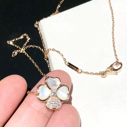 [Plus&Max]CLOVER MOP DIAMOND ROSE GOLD NECKLACE