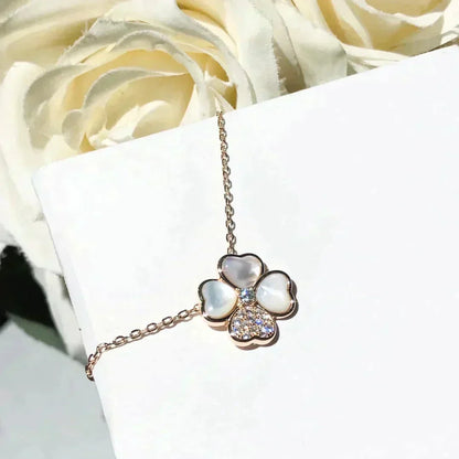 [Plus&Max]CLOVER MOP DIAMOND ROSE GOLD NECKLACE