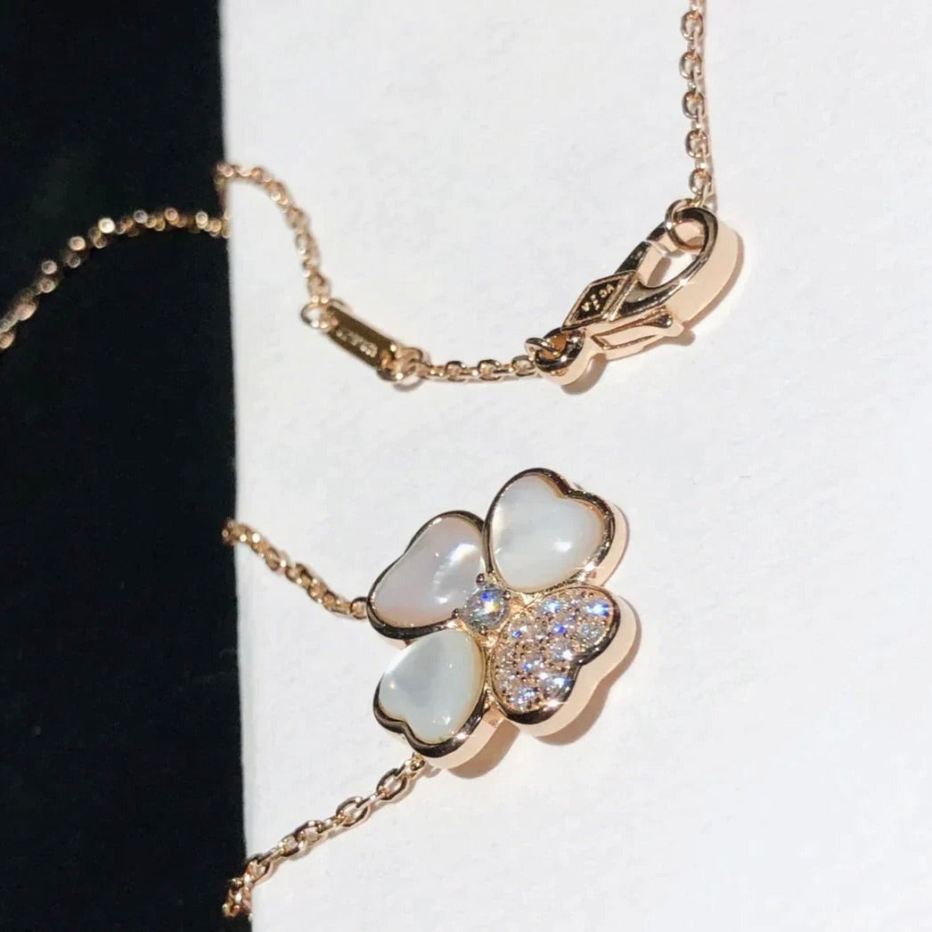 [Plus&Max]CLOVER MOP DIAMOND ROSE GOLD NECKLACE