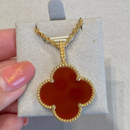 [Plus&Max]CLOVER 25MM NECKLACE GOLD CARNELIAN