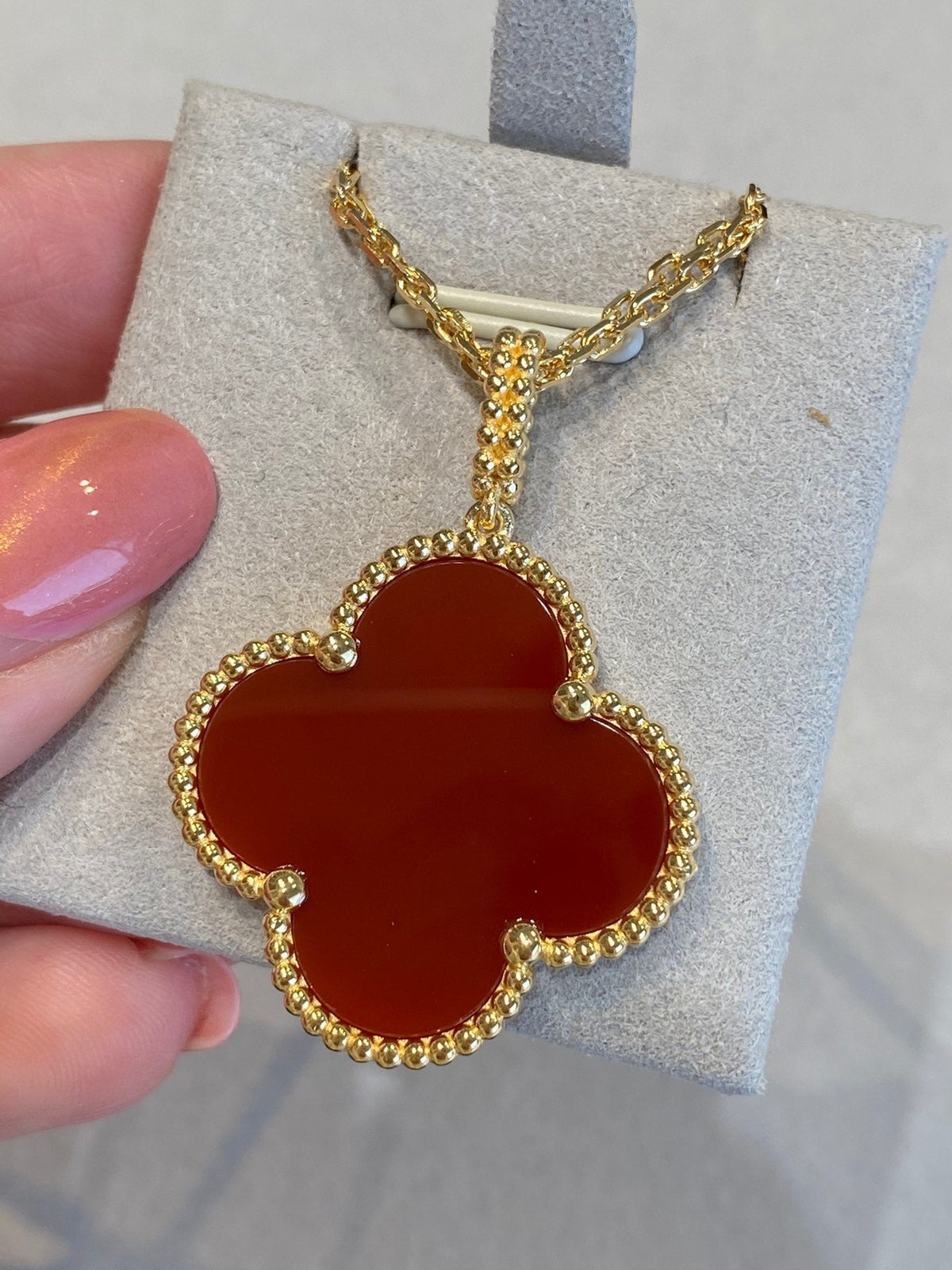 [Plus&Max]CLOVER 25MM NECKLACE GOLD CARNELIAN
