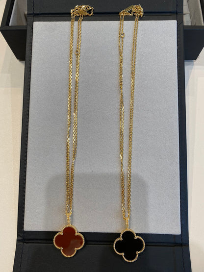[Plus&Max]CLOVER 25MM NECKLACE GOLD CARNELIAN