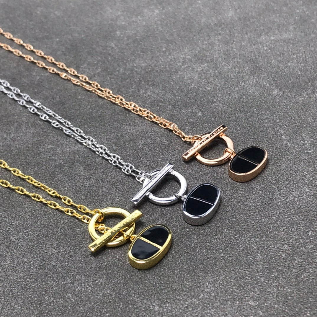 [Plus&Max]CHAINE VERSO BLACK CERAMIC  NECKLACE