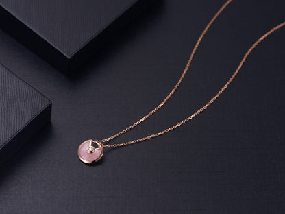 [Plus&Max]AMULETTE ROSE GOLD PINK MOP NECKLACE