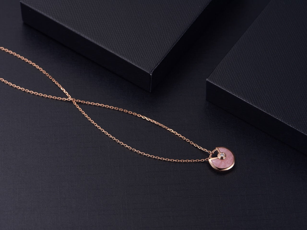 [Plus&Max]AMULETTE ROSE GOLD PINK MOP NECKLACE