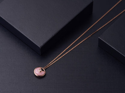 [Plus&Max]AMULETTE ROSE GOLD PINK MOP NECKLACE
