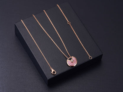 [Plus&Max]AMULETTE ROSE GOLD PINK MOP NECKLACE