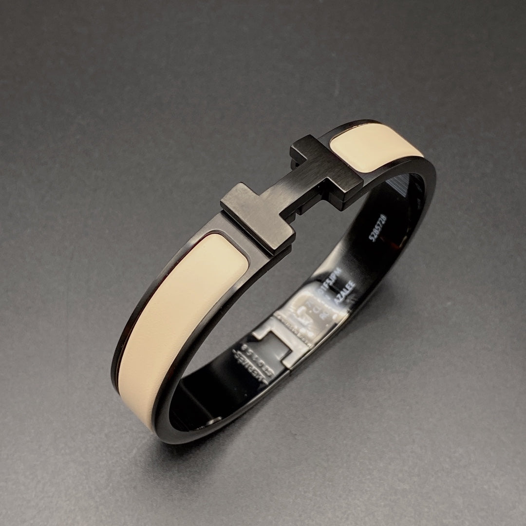 [Plus&Max]H BRACELET 12MM BLACK BEIGE CERAMIC