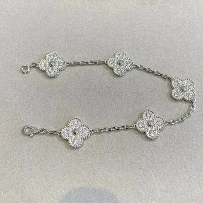 [Plus&Max]LUCKY CLOVER 5-MOTIF BRACELET - FULL-DIAMOND