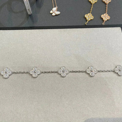 [Plus&Max]LUCKY CLOVER 5-MOTIF BRACELET - FULL-DIAMOND