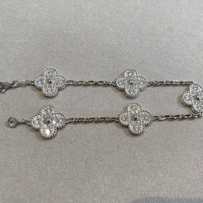 [Plus&Max]LUCKY CLOVER 5-MOTIF BRACELET - FULL-DIAMOND