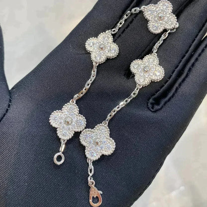 [Plus&Max]LUCKY CLOVER 5-MOTIF BRACELET - FULL-DIAMOND