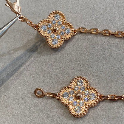 [Plus&Max]LUCKY CLOVER 5-MOTIF BRACELET - FULL-DIAMOND