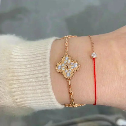 [Plus&Max]LUCKY CLOVER 5-MOTIF BRACELET - FULL-DIAMOND