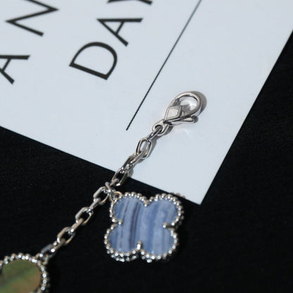 [Plus&Max]CLOVER BRACELET 5 MOTIFS MOP CHALCEDONY SILVER