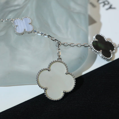 [Plus&Max]CLOVER BRACELET 5 MOTIFS MOP CHALCEDONY SILVER