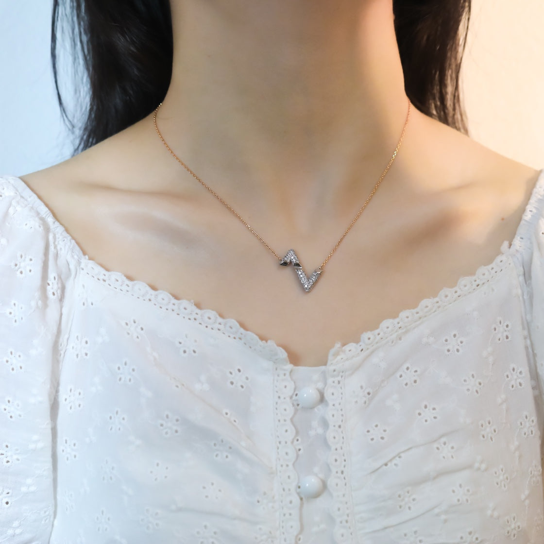 [Plus&Max]VOLT SILVER DIAMOND PEDANT NECKLACE