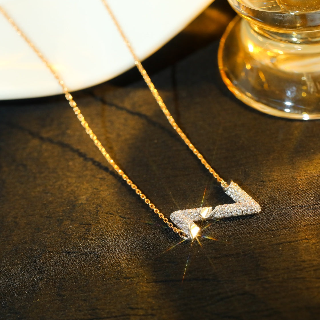 [Plus&Max]VOLT SILVER DIAMOND PEDANT NECKLACE