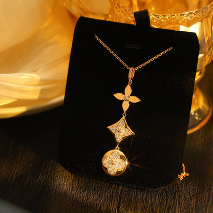 [Plus&Max]STAR AND SUN DIAMOND PINK GOLD NECKLACE