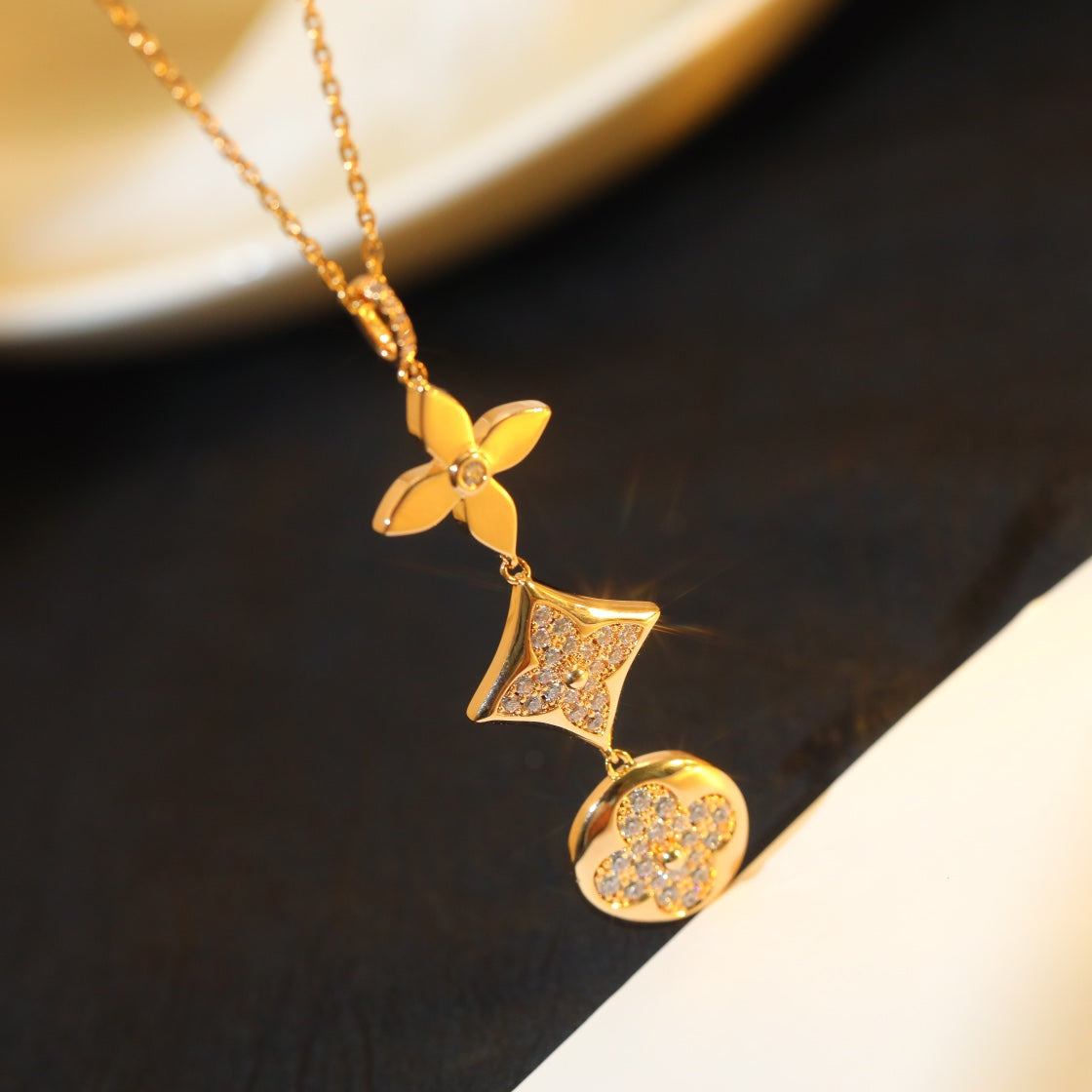 [Plus&Max]STAR AND SUN DIAMOND PINK GOLD NECKLACE