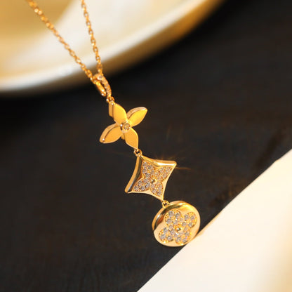 [Plus&Max]STAR AND SUN DIAMOND PINK GOLD NECKLACE