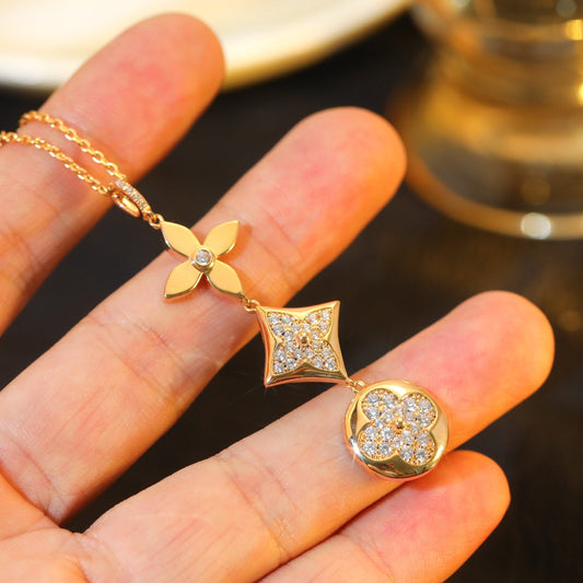 [Plus&Max]STAR AND SUN DIAMOND PINK GOLD NECKLACE