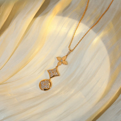 [Plus&Max]STAR AND SUN DIAMOND PINK GOLD NECKLACE