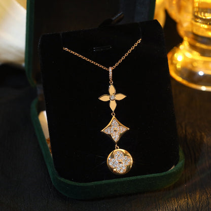 [Plus&Max]STAR AND SUN DIAMOND PINK GOLD NECKLACE