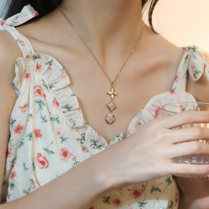 [Plus&Max]STAR AND SUN DIAMOND PINK GOLD NECKLACE