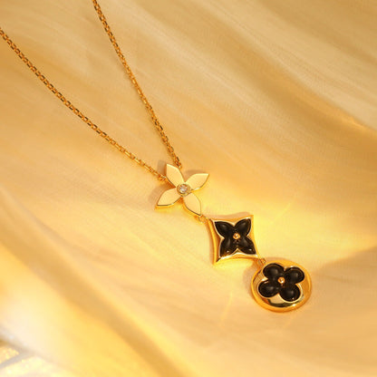 [Plus&Max]STAR AND SUN ONYX PINK GOLD NECKLACE