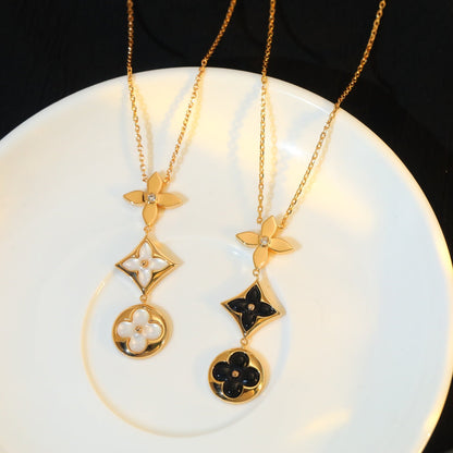 [Plus&Max]STAR AND SUN ONYX PINK GOLD NECKLACE