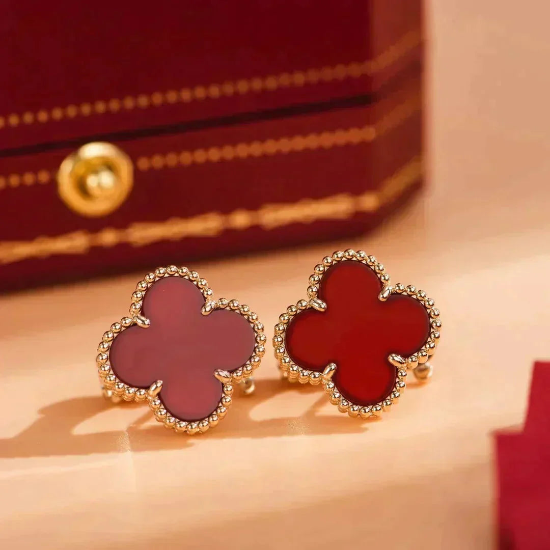 [Plus&Max]CLOVER MEDIUM 1 MOTIFS CARNELIAN  EARRINGS