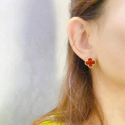[Plus&Max]CLOVER MEDIUM 1 MOTIFS CARNELIAN  EARRINGS
