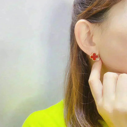 [Plus&Max]CLOVER MEDIUM 1 MOTIFS CARNELIAN  EARRINGS