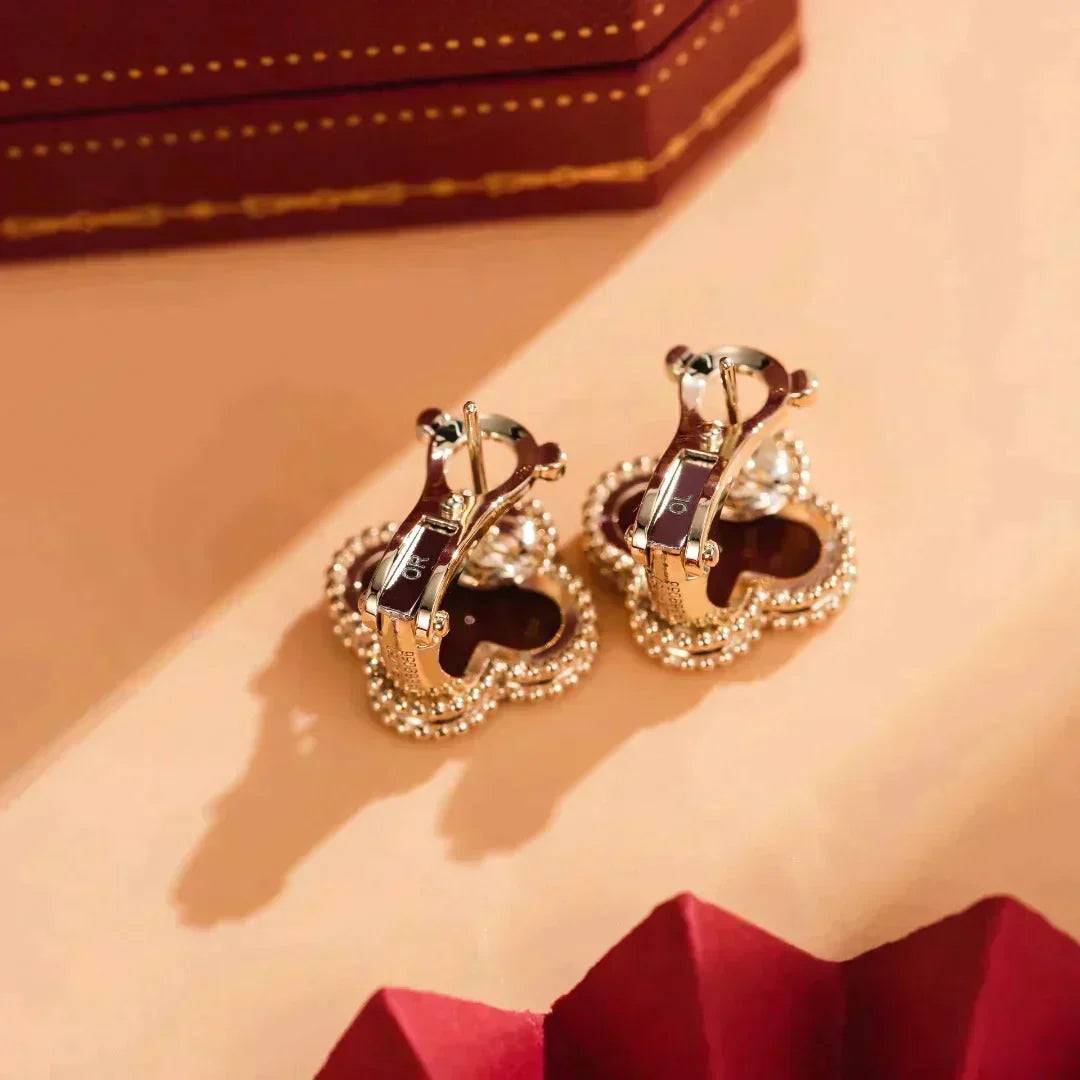 [Plus&Max]CLOVER MEDIUM 1 MOTIFS CARNELIAN  EARRINGS