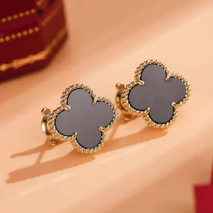 [Plus&Max]CLOVER MEDIUM 1 MOTIFS  ONYX STUD EARRINGS