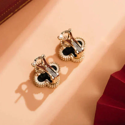 [Plus&Max]CLOVER MEDIUM 1 MOTIFS  ONYX STUD EARRINGS