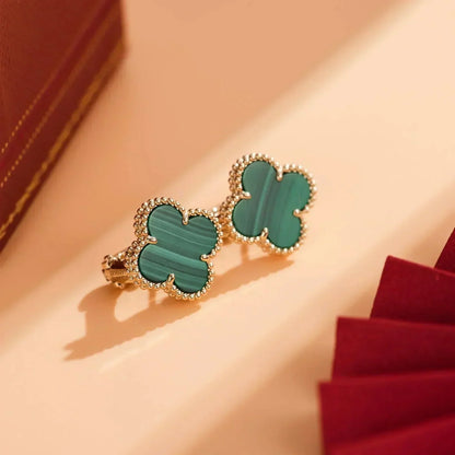 [Plus&Max]CLOVER MEDIUM 1 MOTIFS MALACHITE  EARRINGS