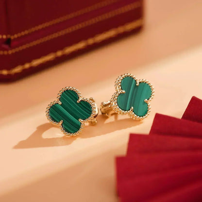 [Plus&Max]CLOVER MEDIUM 1 MOTIFS MALACHITE  EARRINGS