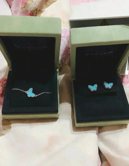 [Plus&Max]BUTTERFLY TURQUOISE EARRINGS SILVER