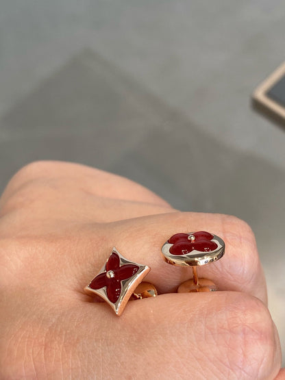 [Plus&Max]STAR AND SUN PINK GOLD CARNELIAN STUD EARRINGS