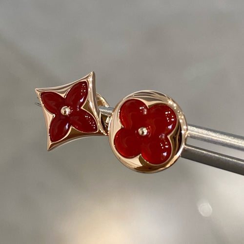 [Plus&Max]STAR AND SUN PINK GOLD CARNELIAN STUD EARRINGS
