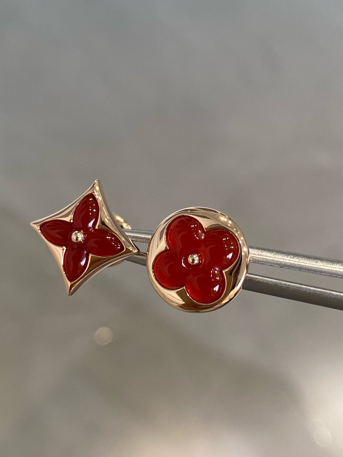 [Plus&Max]STAR AND SUN PINK GOLD CARNELIAN STUD EARRINGS
