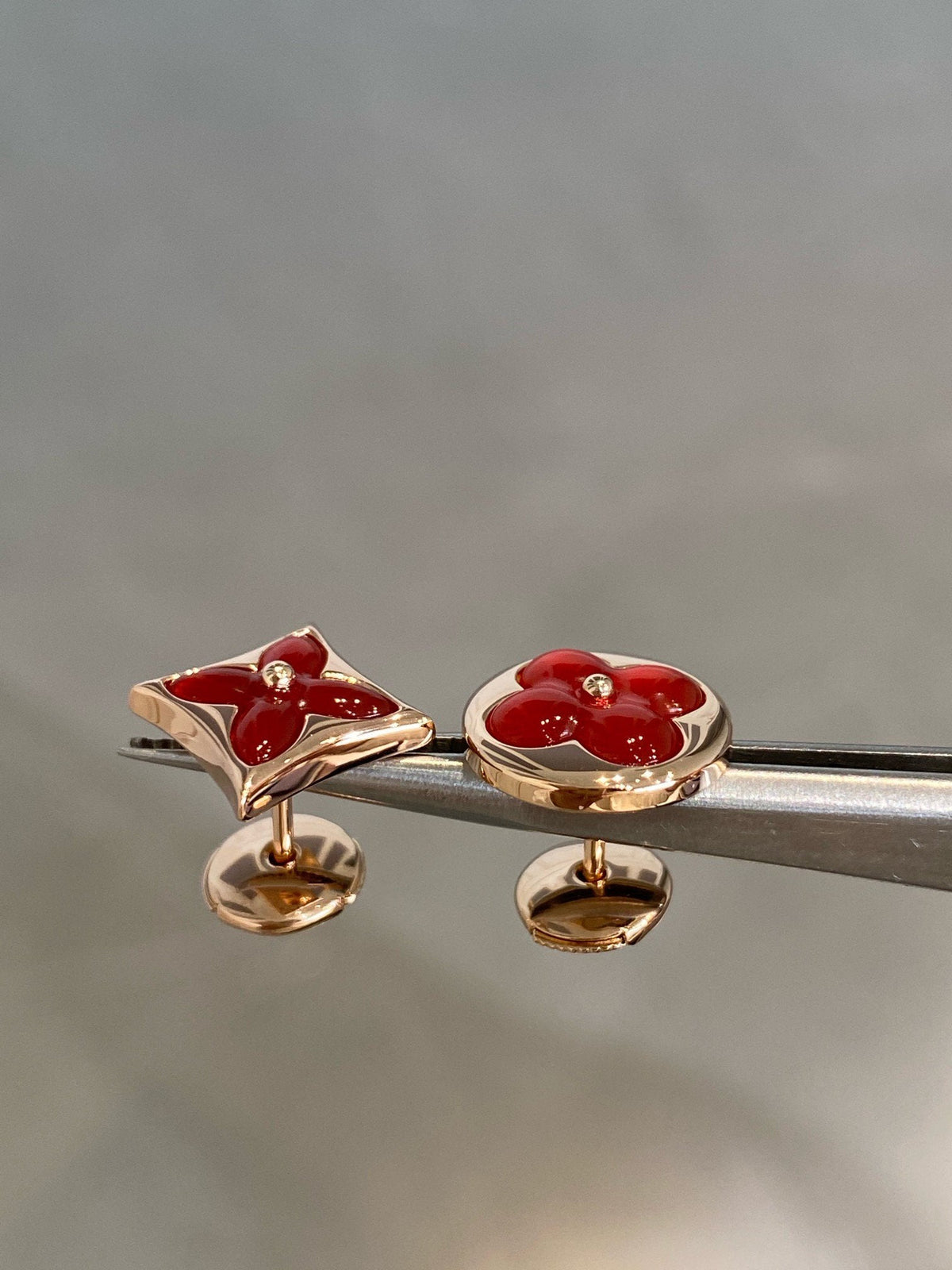 [Plus&Max]STAR AND SUN PINK GOLD CARNELIAN STUD EARRINGS