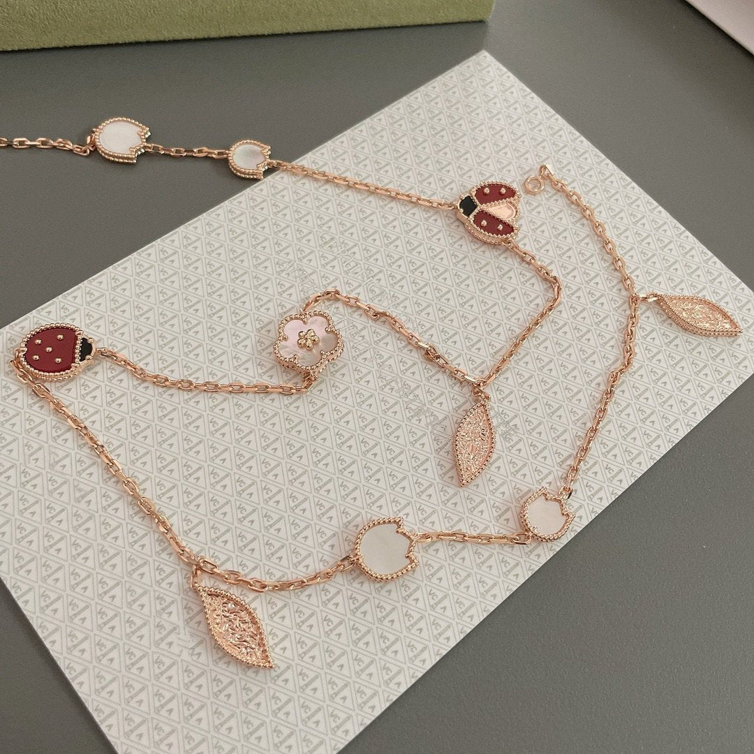 [Plus&Max]LUCKY SPRING 15 MOTIFS ROSE GOLD NECKLACE
