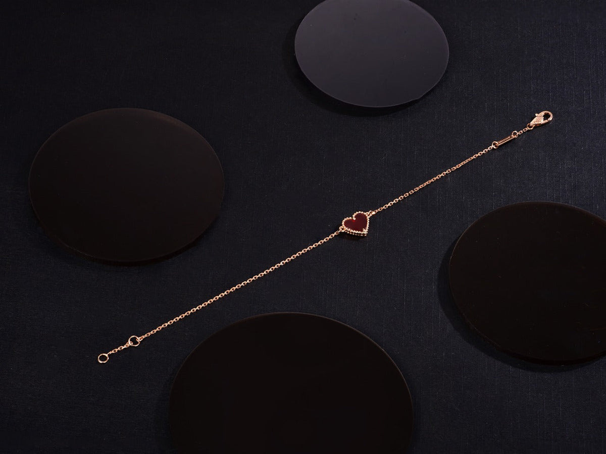[Plus&Max]HEART CARNELIAN PINK GOLD BRACELET