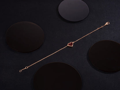 [Plus&Max]HEART CARNELIAN PINK GOLD BRACELET