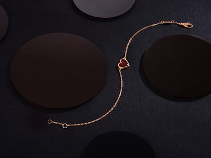 [Plus&Max]HEART CARNELIAN PINK GOLD BRACELET