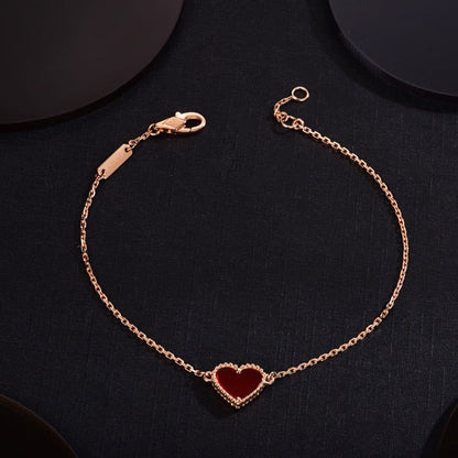 [Plus&Max]HEART CARNELIAN PINK GOLD BRACELET