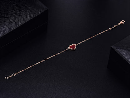 [Plus&Max]HEART CARNELIAN PINK GOLD BRACELET